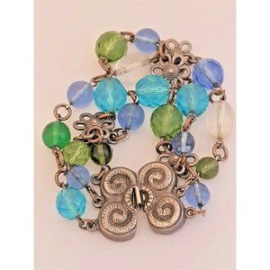 Ben Amun Women's Blue Silver Toned Beaded 3 Strand